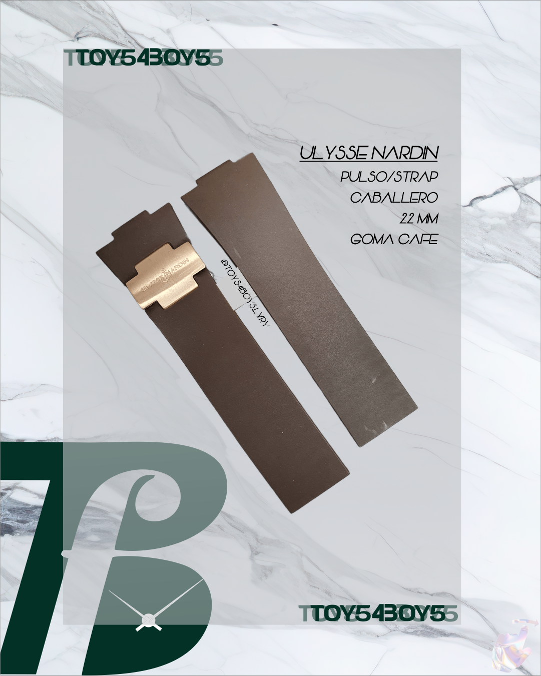 STRAP ULYSSE 22MM  MARRON EN GOMA